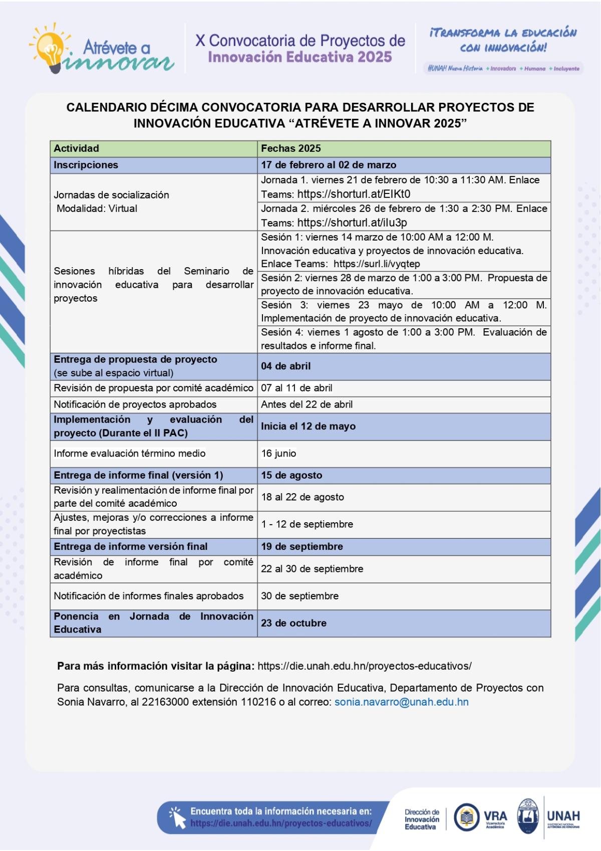 CALENDARIO X CONVOCATORIA PROYECTOS DE INNOVACION EDUCATIVA page 0001